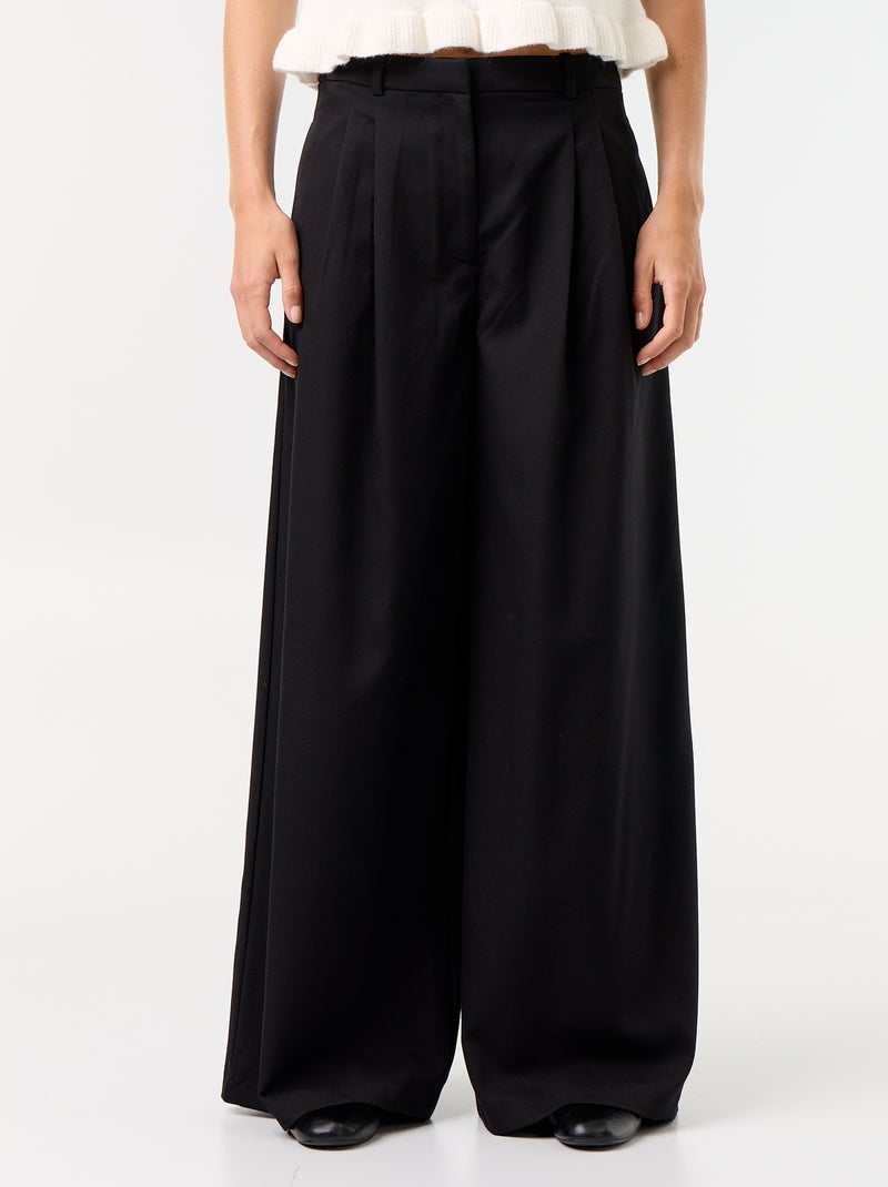 Pantalone ampio a vita alta Nero - Kiabi