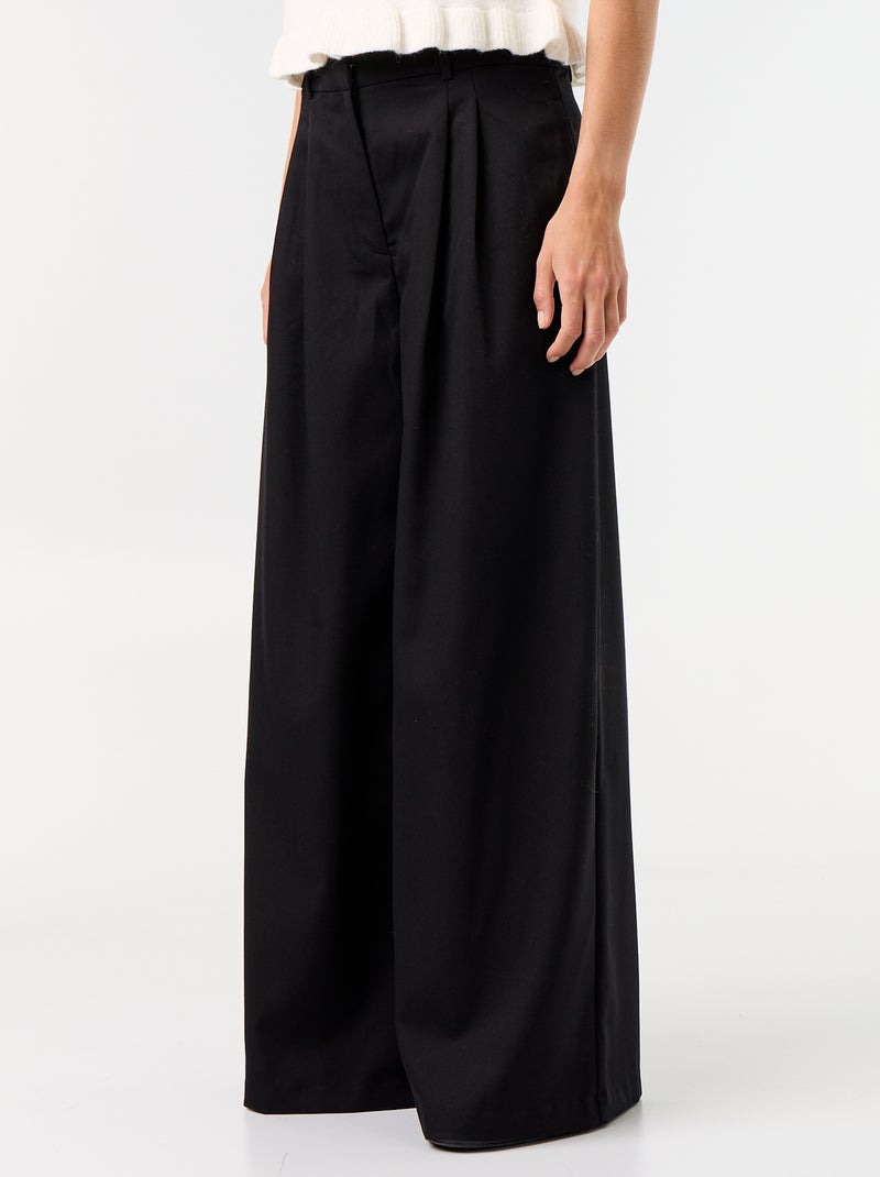 Pantalone ampio a vita alta Nero - Kiabi