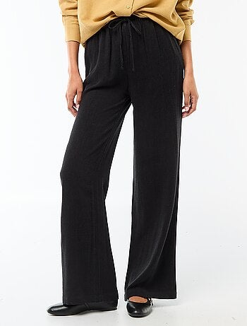Pantalone largo da donna in lino con vita elasticizzata