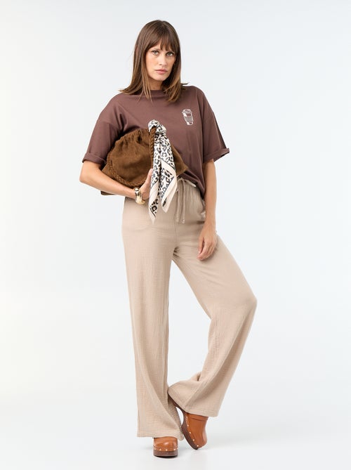 Pantalone ampio in garza di cotone - Kiabi Pantalone ampio in garza di cotone - Kiabi