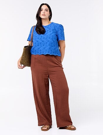 Pantalone ampio in garza di cotone