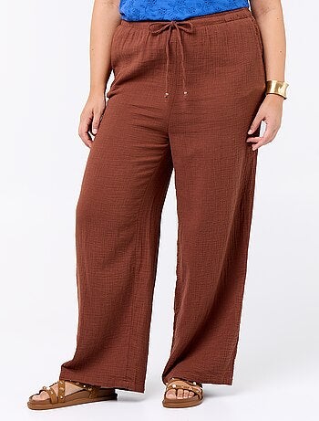 Pantalone ampio in garza di cotone
