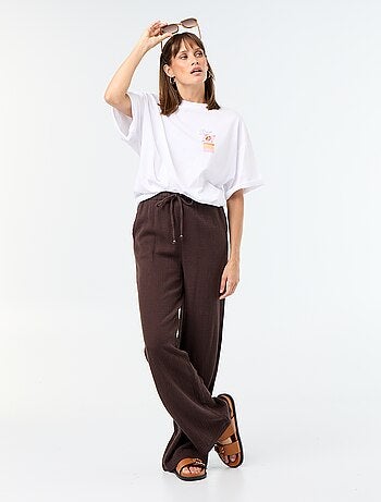 Pantalone ampio in garza di cotone