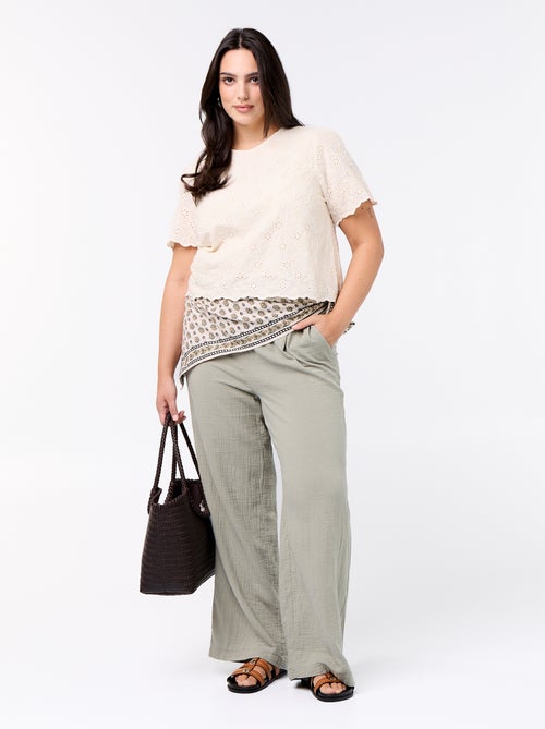 Pantalone ampio in garza di cotone - Kiabi