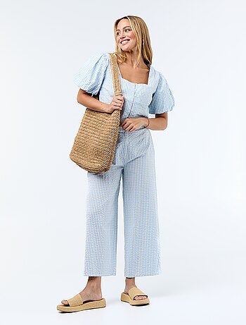 Pantalone ampio in maglia a nido d'ape