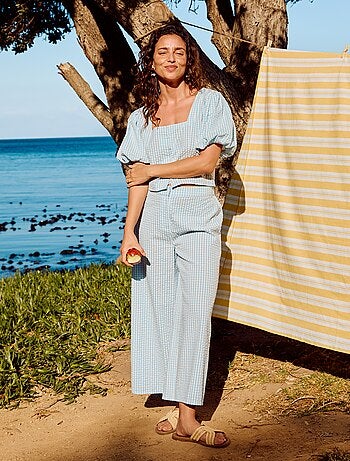 Pantalone ampio in maglia a nido d'ape