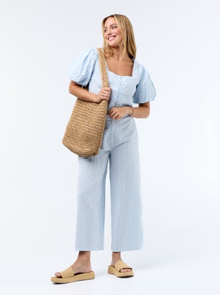 Pantalone ampio in maglia a nido d'ape