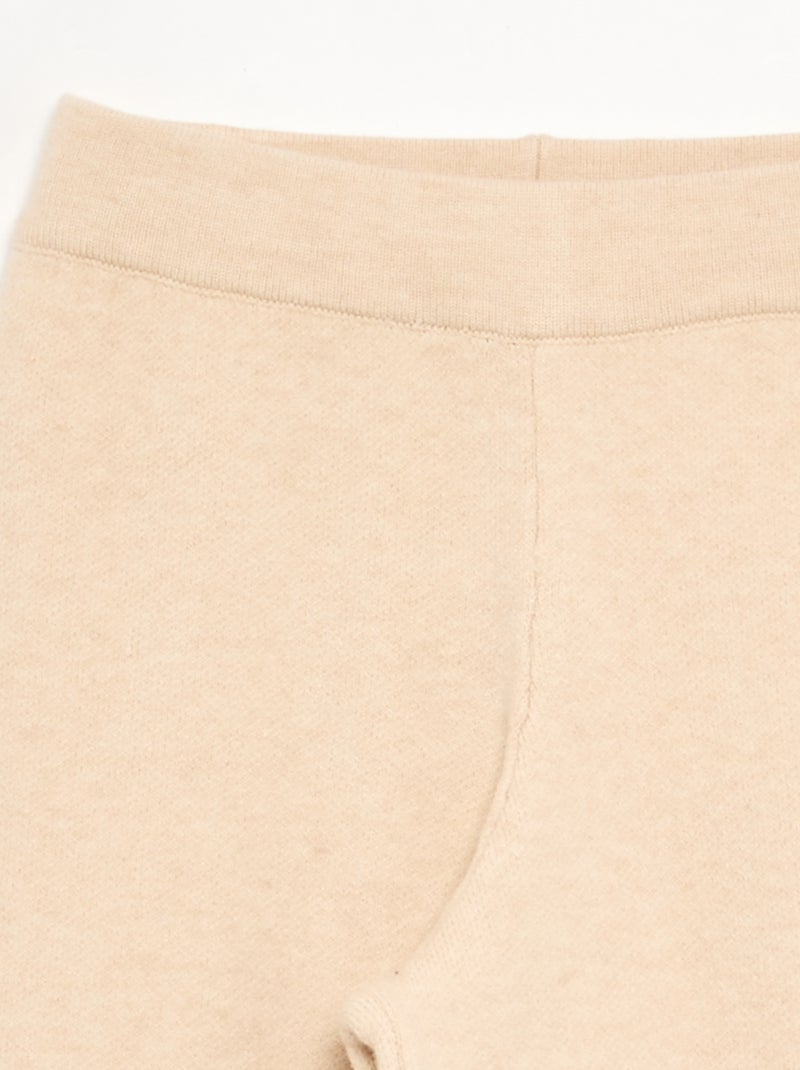 Pantalone ampio in maglia compatta Beige - Kiabi