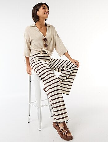 Pantalone ampio in maglia traforata