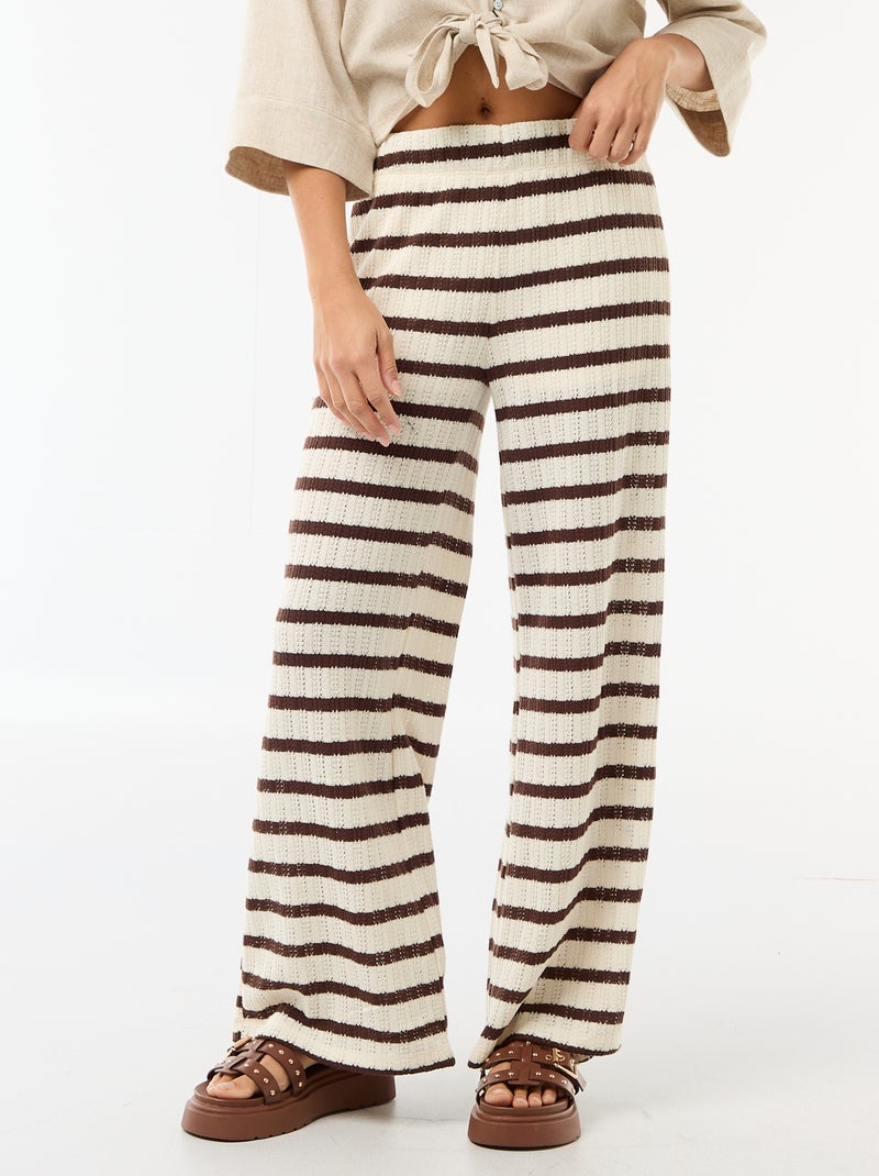 Pantalone ampio in maglia traforata Beige - Kiabi