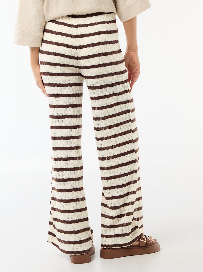 Pantalone ampio in maglia traforata Beige - Kiabi