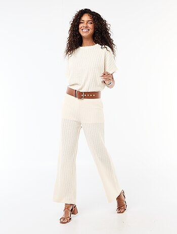 Pantalone ampio in maglia traforata