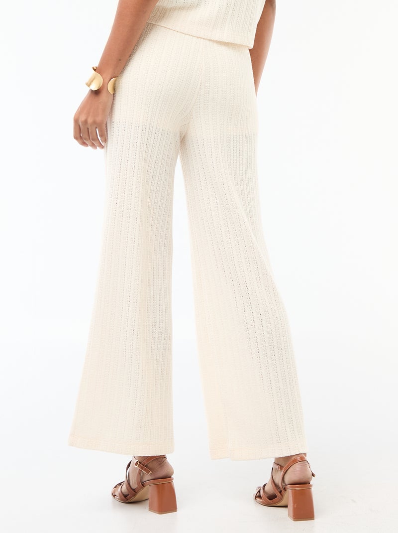 Pantalone ampio in maglia traforata Bianco - Kiabi