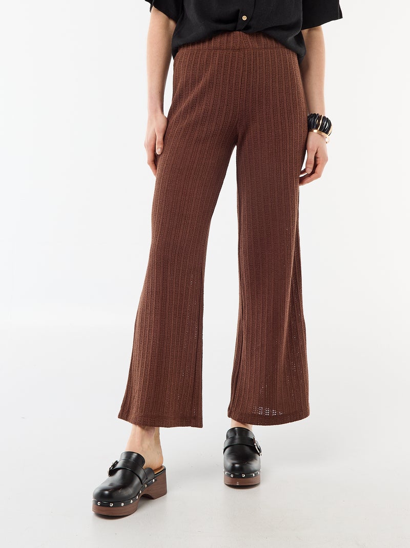 Pantalone ampio in maglia traforata Marrone - Kiabi