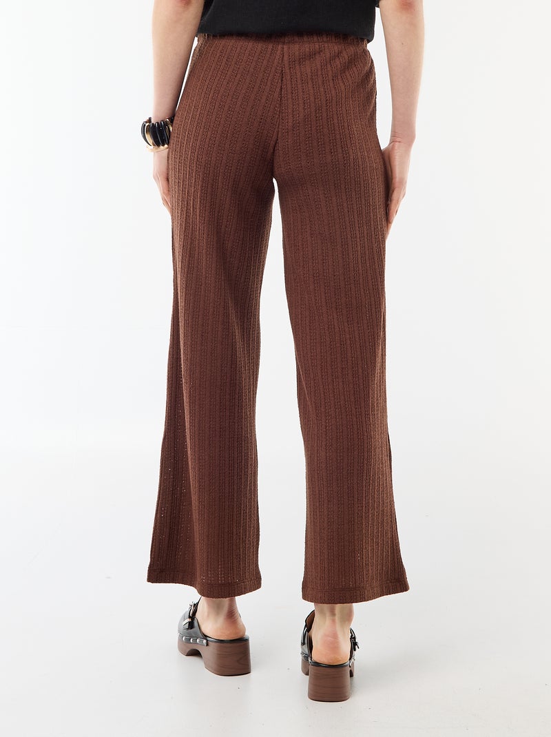 Pantalone ampio in maglia traforata Marrone - Kiabi