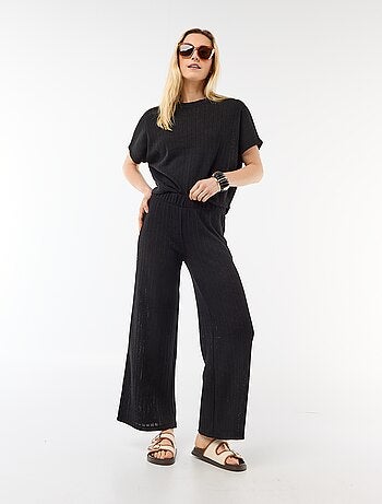 Pantalone ampio in maglia traforata
