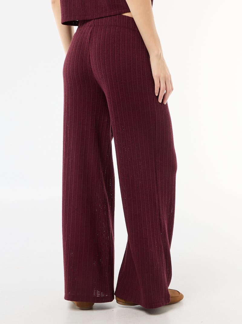 Pantalone ampio in maglia traforata Rosso - Kiabi