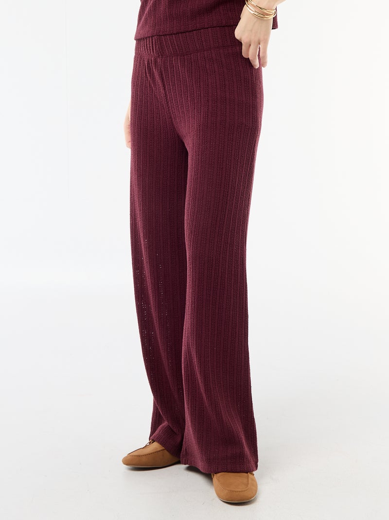 Pantalone ampio in maglia traforata Rosso - Kiabi