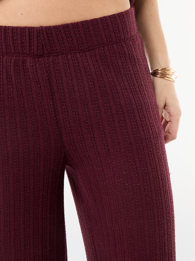 Pantalone ampio in maglia traforata Rosso - Kiabi
