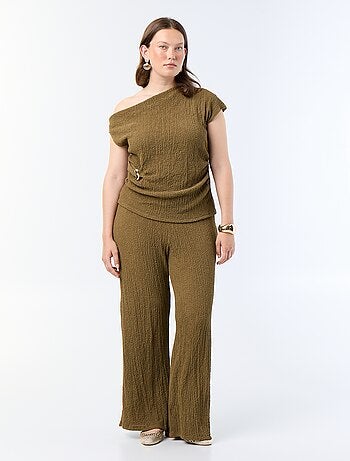Pantaloni ampi in maglia waffle