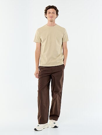 Pantalone ampio tinta unita in popeline