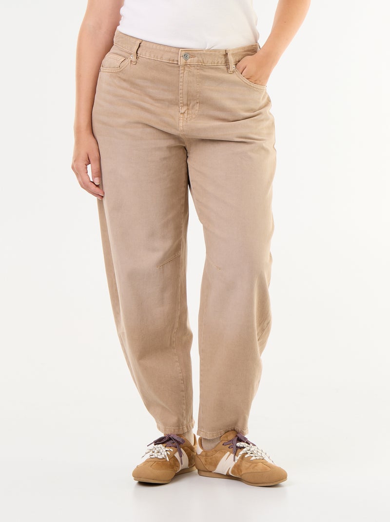 Pantalone balloon in twill Beige - Kiabi