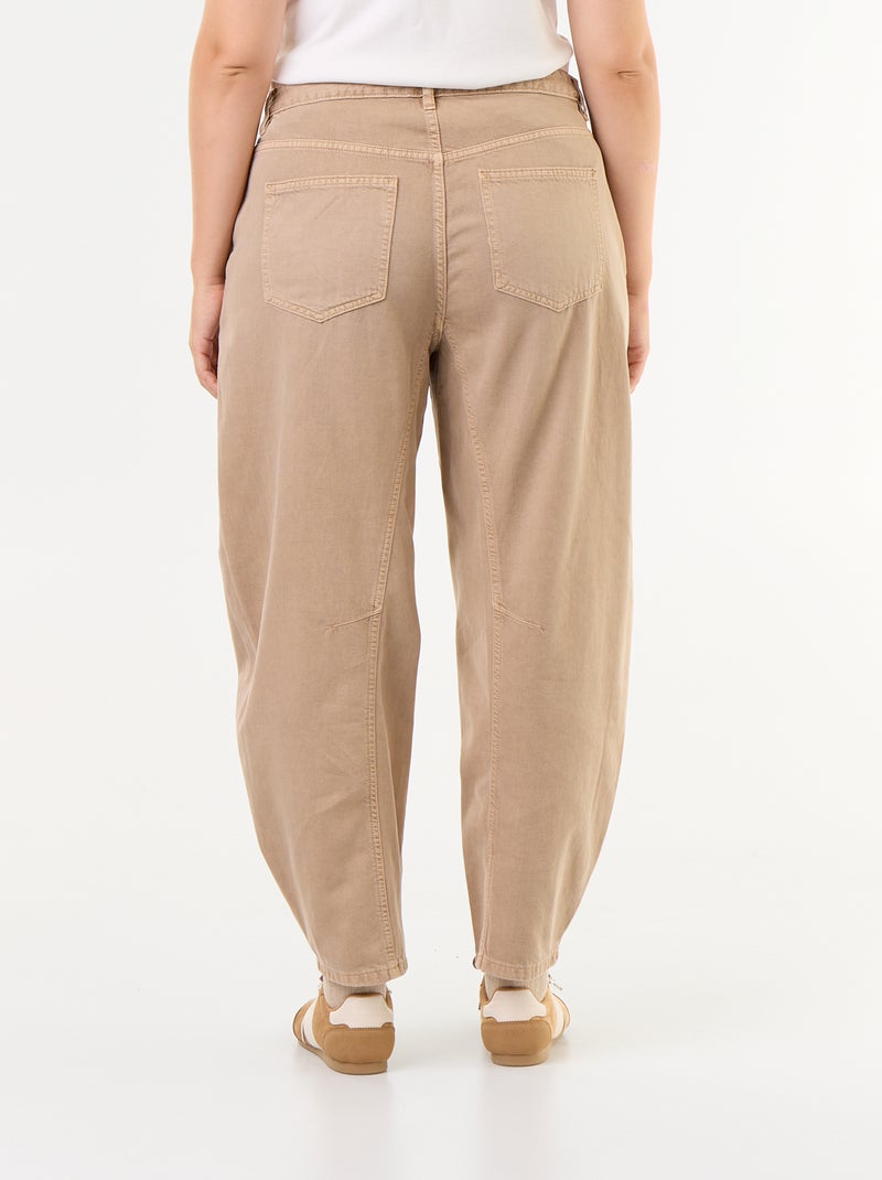 Pantalone balloon in twill Beige - Kiabi
