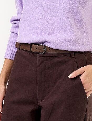 Pantalone barrel ampio + cintura in similpelle