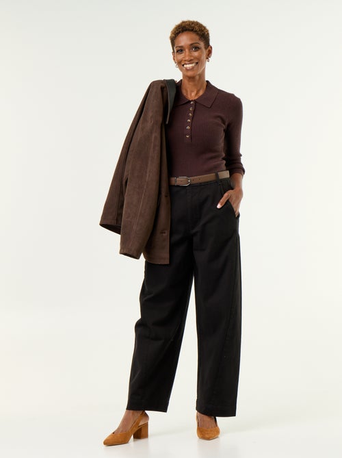 Pantalone barrel ampio + cintura in similpelle - Kiabi