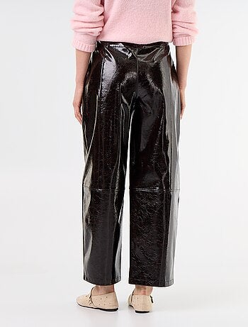 Pantalone barrel in ecopelle