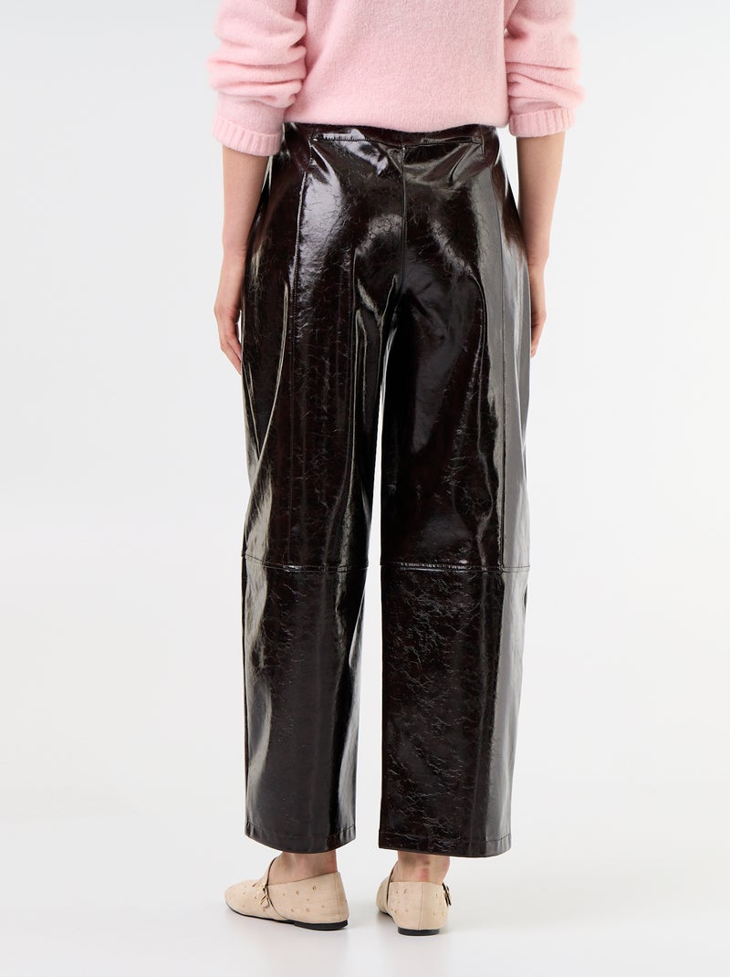 Pantalone barrel in ecopelle Marrone - Kiabi