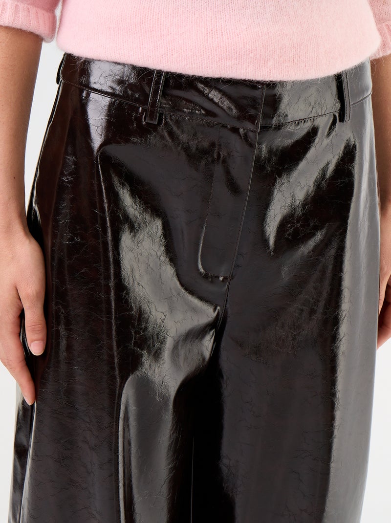Pantalone barrel in ecopelle Marrone - Kiabi