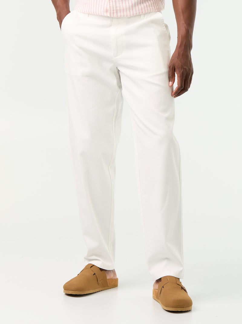 Pantalone chino in dobby Bianco - Kiabi