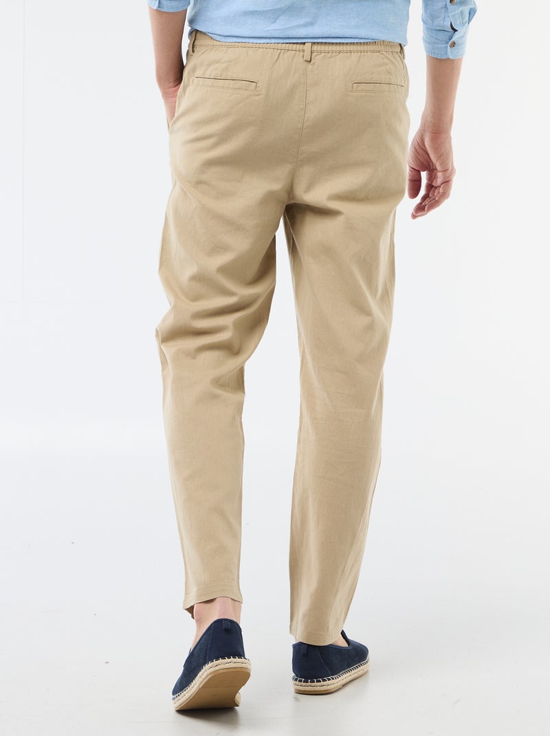 Pantalone chino regular in misto lino Beige - Kiabi