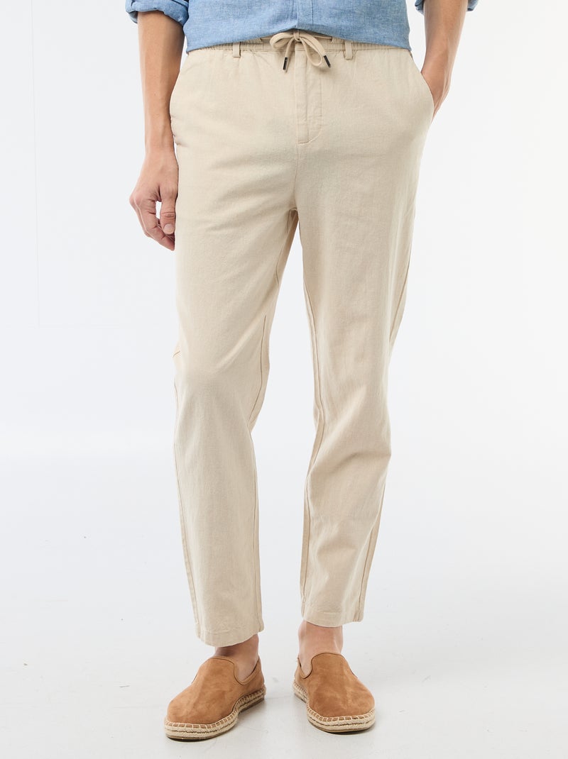 Pantalone chino regular in misto lino Bianco - Kiabi
