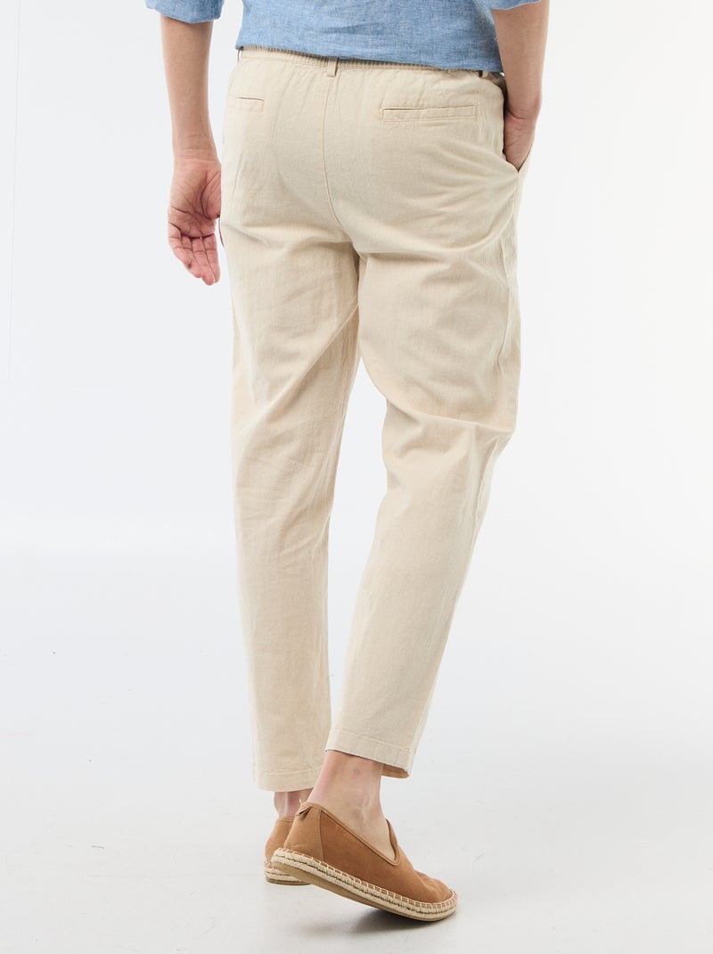 Pantalone chino regular in misto lino Bianco - Kiabi