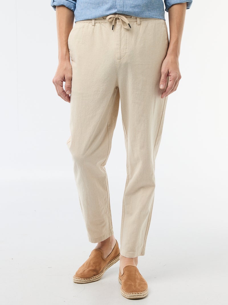Pantalone chino regular in misto lino Bianco - Kiabi