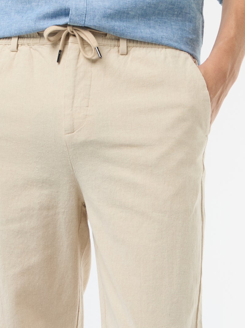 Pantalone chino regular in misto lino Bianco - Kiabi
