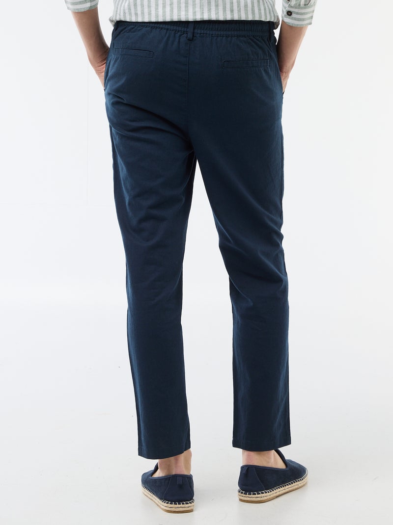 Pantalone chino regular in misto lino Blu - Kiabi