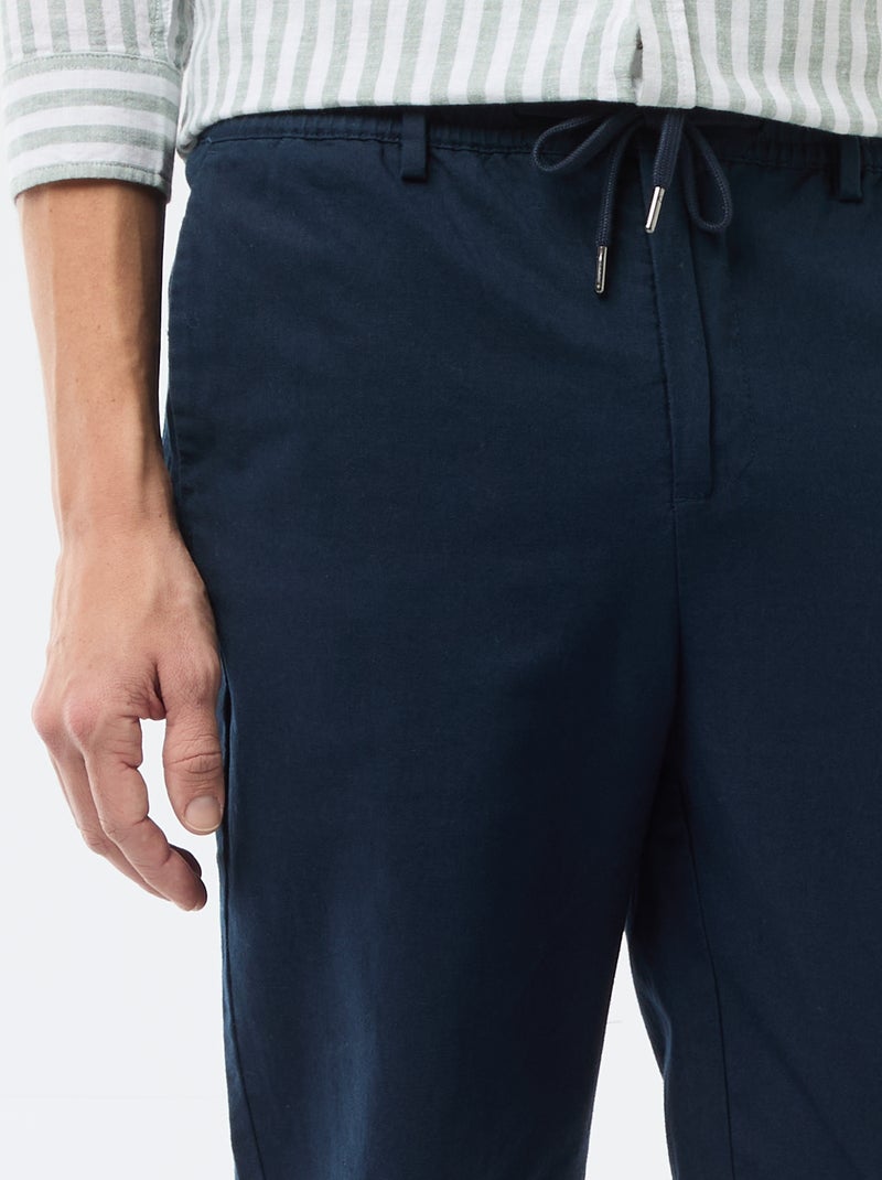 Pantalone chino regular in misto lino Blu - Kiabi