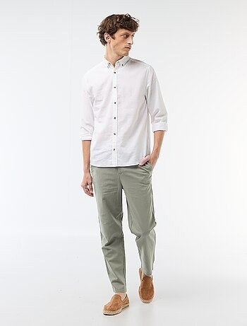 Pantalone chino regular in misto lino