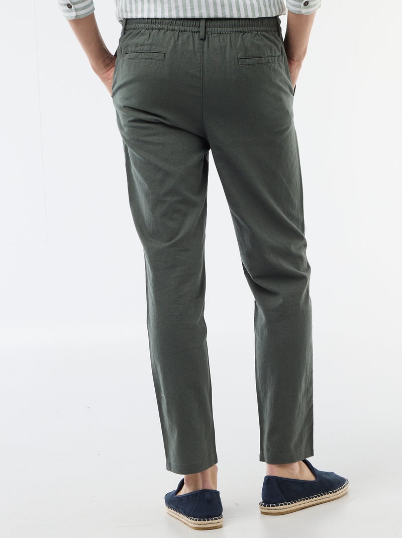 Pantalone chino regular in misto lino Verde - Kiabi