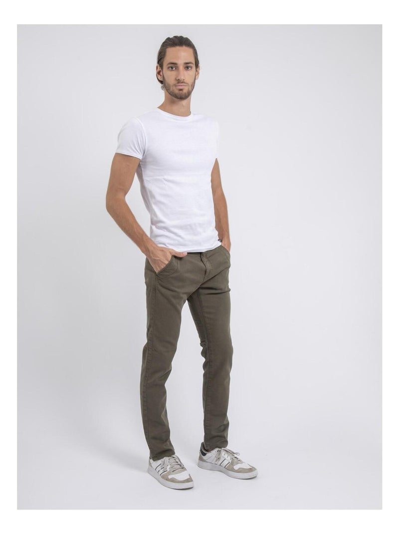 Pantalone chino taglio aderente VALBACOL Cachi - Kiabi