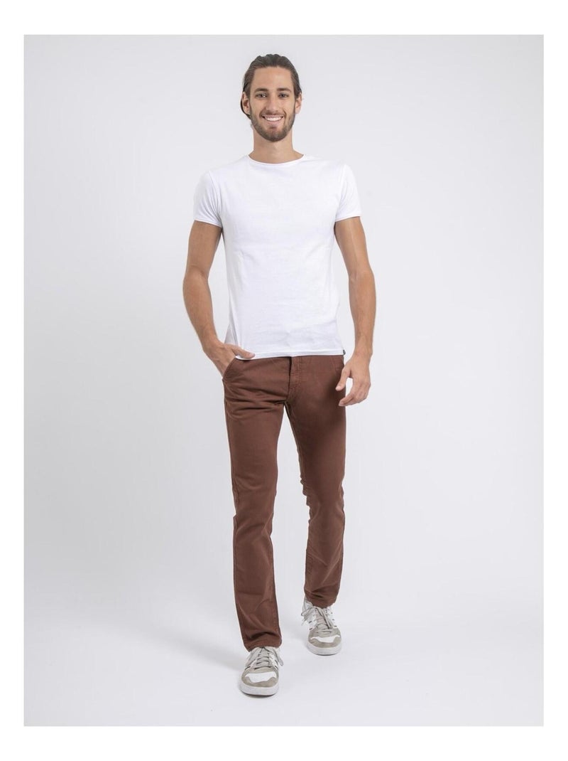 Pantalone chino taglio aderente VALBACOL Marrone - Kiabi