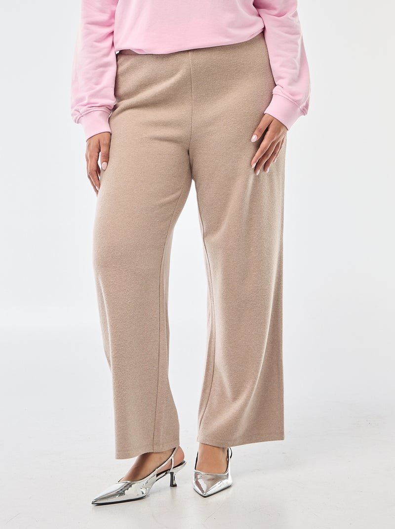 Pantalone comfort in maglia a costine Marrone - Kiabi
