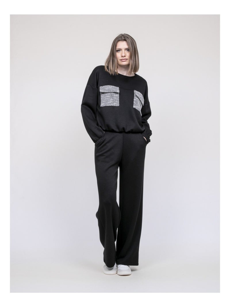 Pantalone con dettagli tweed ENRIKA Nero - Kiabi