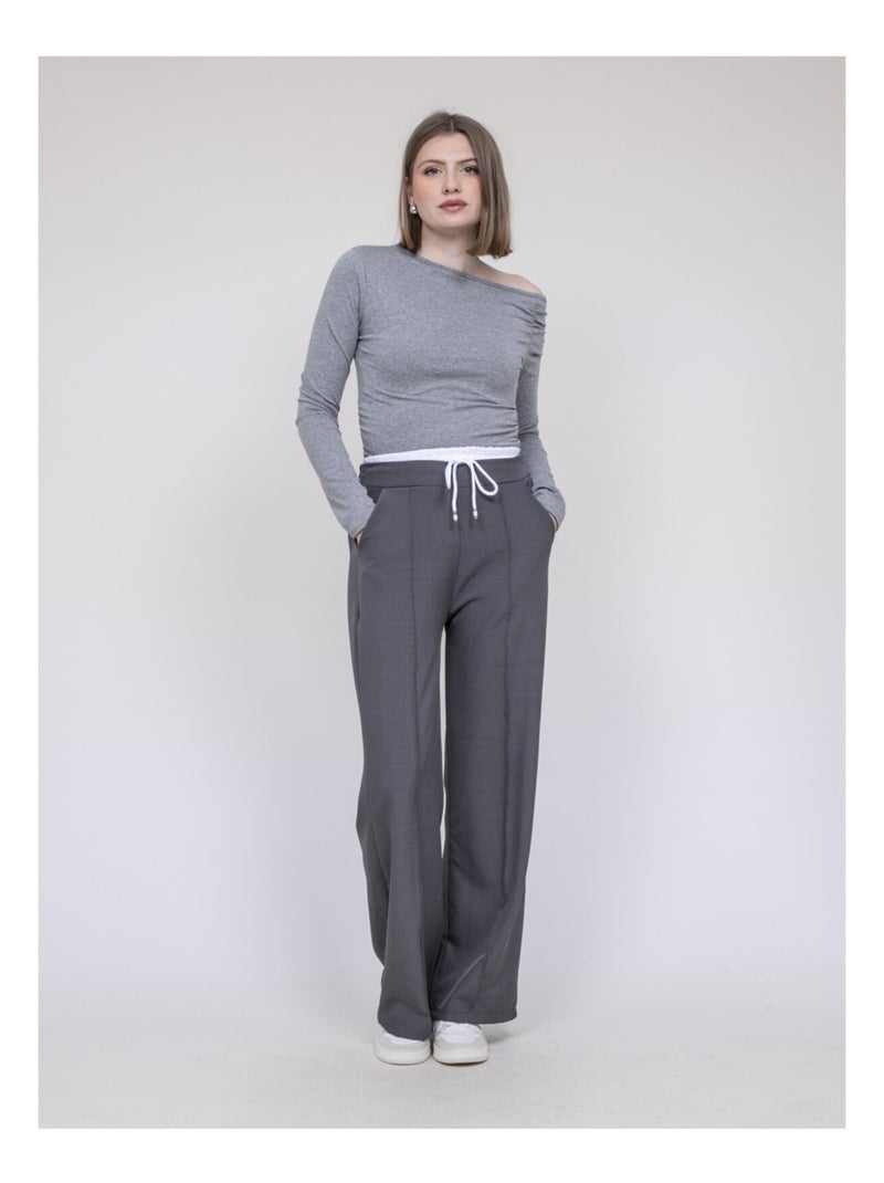 Pantalone con doppia cintura EGLENY Grigio - Kiabi