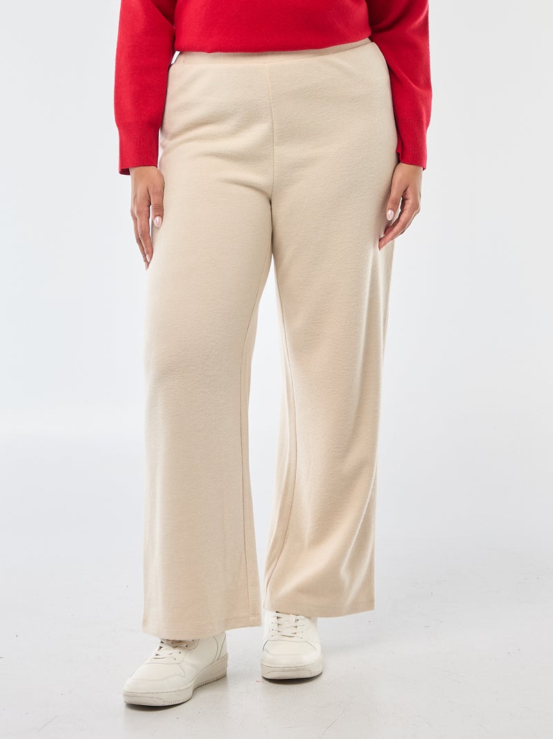 Pantalone confortevole in maglia a costine Beige - Kiabi