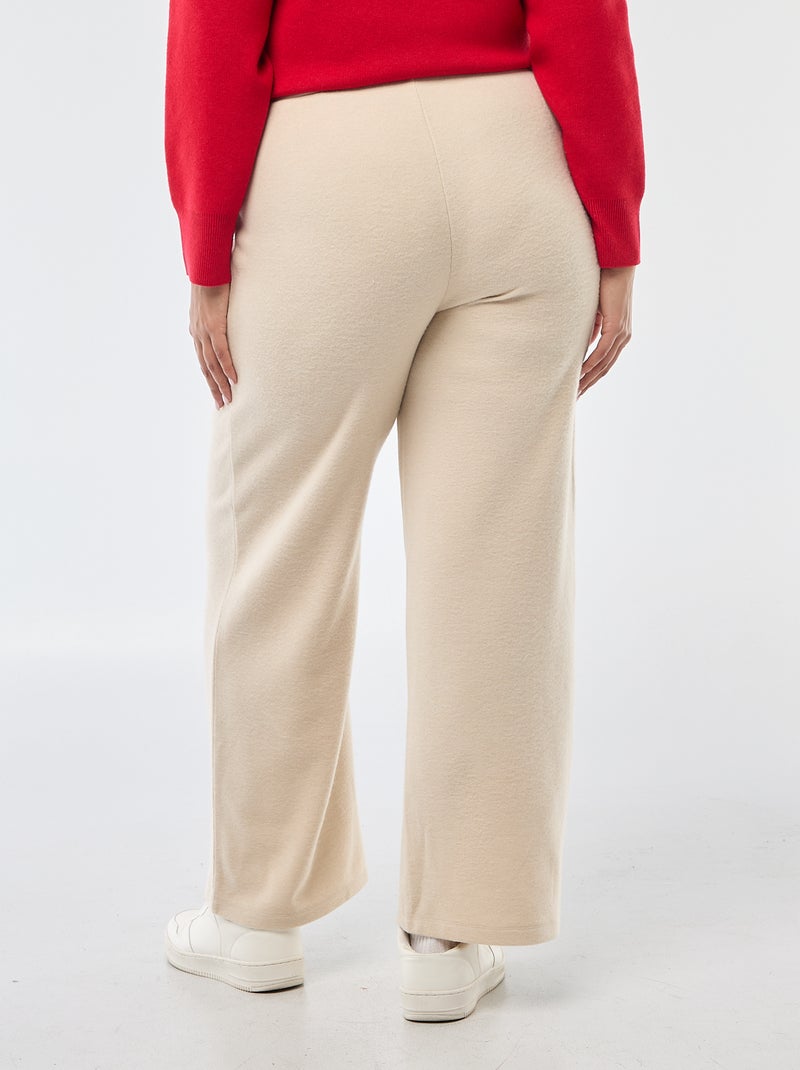 Pantalone confortevole in maglia a costine Beige - Kiabi