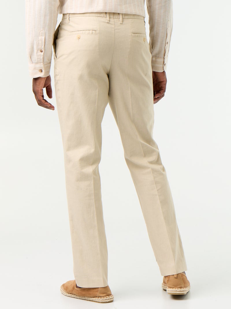 Pantalone da abito slim in misto lino Beige - Kiabi